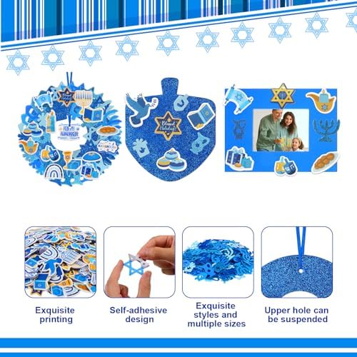 Yeaqee 448 Pcs Hanukkah Foam Stickers Set
