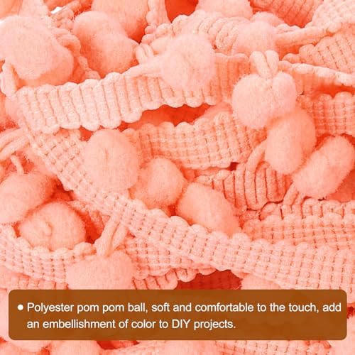 Uxcell Pom Pom Ball Fringe Trim 10 Yards Coral Pink