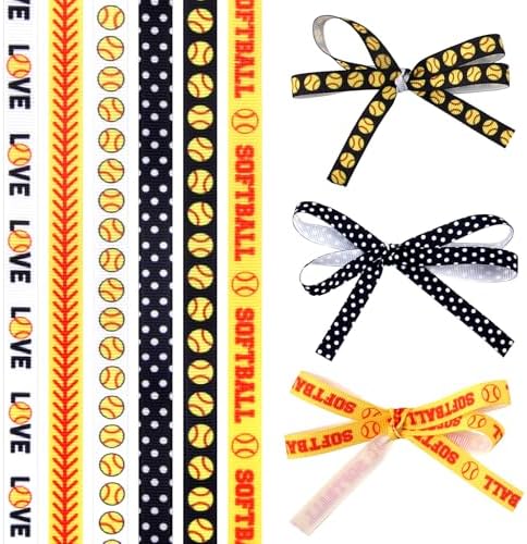 6 Rolls Baseball Ribbons for Sports Events and Gift Wrapping