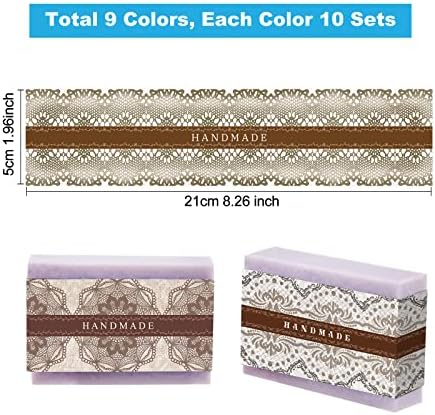 PH PandaHall 9 Styles Lace Wrap Paper Tape 90PCS for Soap Packaging