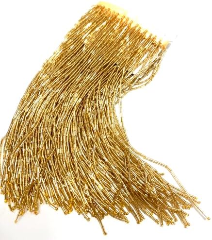 12 Inches Gold Luxury Glass Beaded Lace Trim with Tassel Fringe