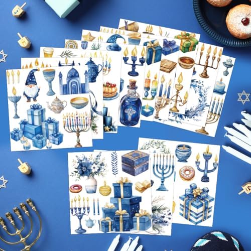 AHANDMAKER 12 Sheet Chanukah Iron-on Transfer Stickers
