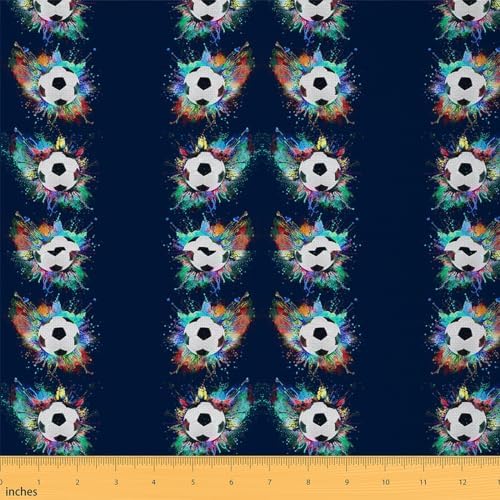 Kids Soccer Ball Pattern Waterproof Fabric by the Yard