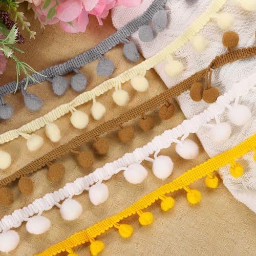 Uxcell Pom Pom Ball Fringe Trim 20 Yards Coral Pink