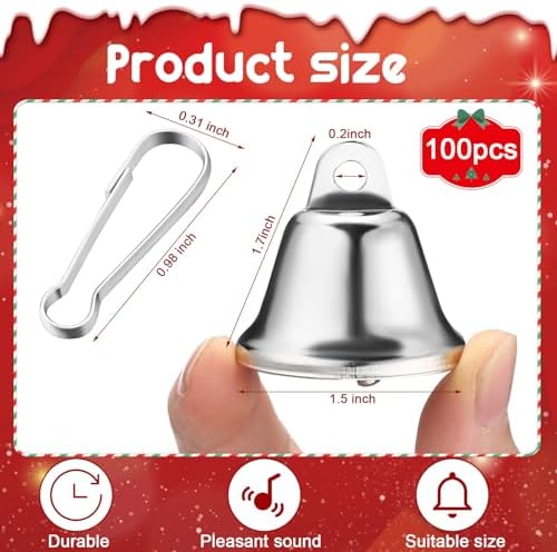 Shimeyao 100 pcs Jingle Bells with Spring Hooks for Crafts