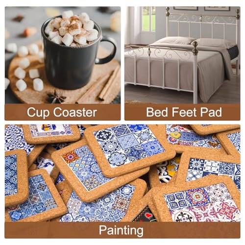 Uxcell 25pcs Self Adhesive Cork Coasters Round 35x35x008 Inches
