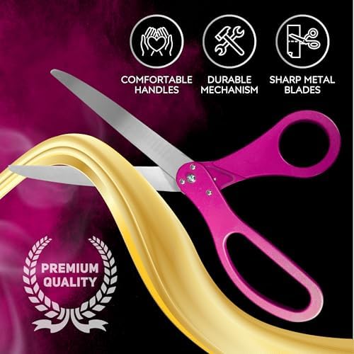 25 Inch Pink Ribbon Cutting Scissors for Grand Opening Ceremony