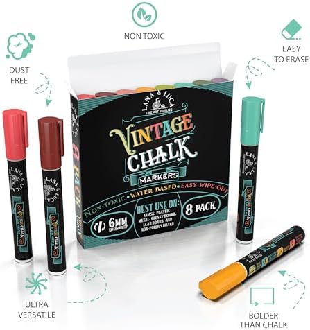 LANA LUCA Liquid Chalk Markers for Blackboards 8 Pack