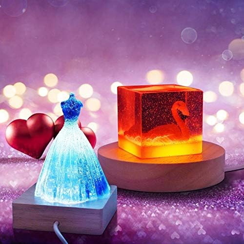 YAKAMOZ 2Pcs Round Wooden LED Light Display Base