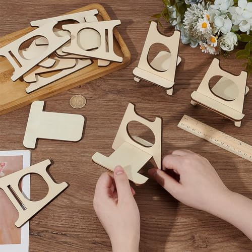 BENECREAT 8 Set Mini Easels 2 Styles Almond White Wooden Display Stands