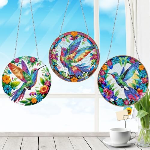 3 Pcs Gem Art Hummingbird Suncatcher DIY Kit