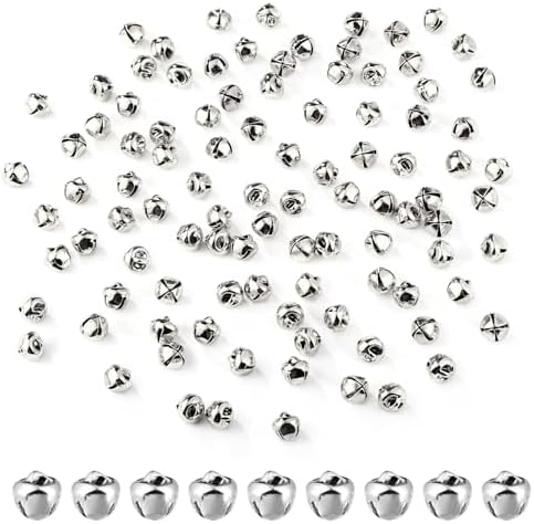 100pcs Jingle Bells for Crafting and Holiday Decorations Silver