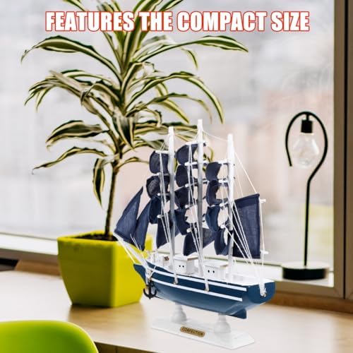 Veemoon Coastal Tabletop Miniature Sailing Boat Wooden Model Ship Decor