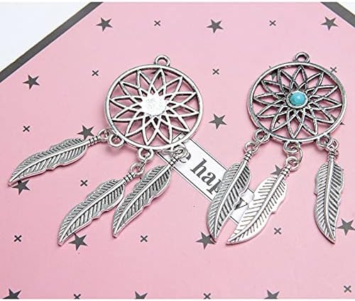 Acxico 10pcs Antique Silver Dream Catcher Charms for Jewelry Making