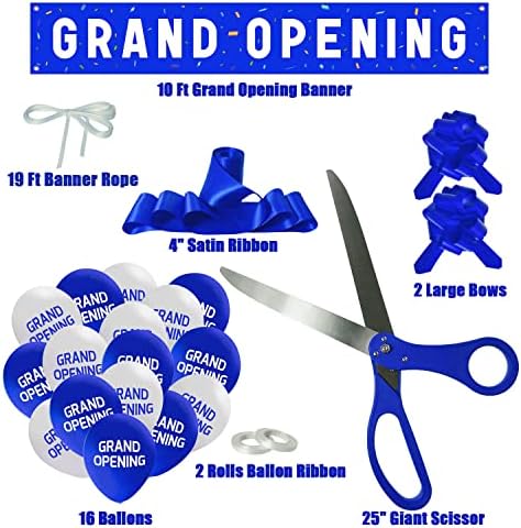 Grand Opening Blue Ribbon Cutting Kit with Decorations