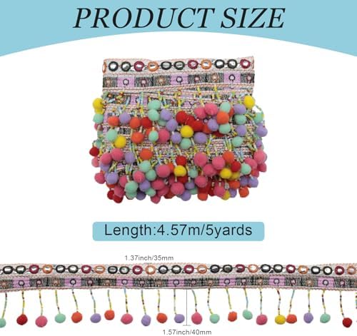 Yalulu Rainbow Fringe Trim for DIY Crafts and Sewing Projects