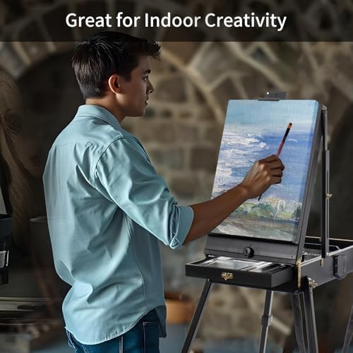 Falling in art 4 Leg French Easel Portable Sketch Box Easel Stand
