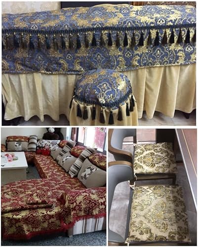 TinaKim Heavyweight Chenille Damask Upholstery Fabric - 2 Beige Yard