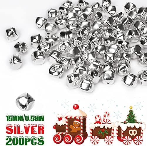 Augshy 200 Piece Jingle Bells Silver 35 Inch Craft Decor