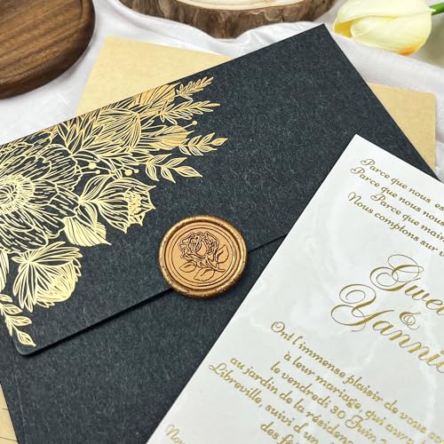 100Pcs Rose Style Adhesive Wax Seal Stickers for Envelopes and Invitations