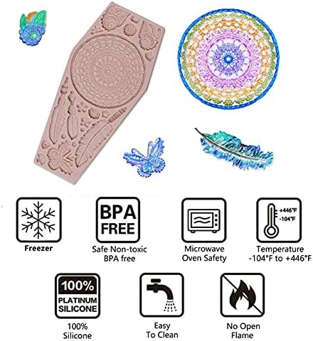 Dream Catcher Fondant Mold - Butterfly Dragonfly Heart Silicone
