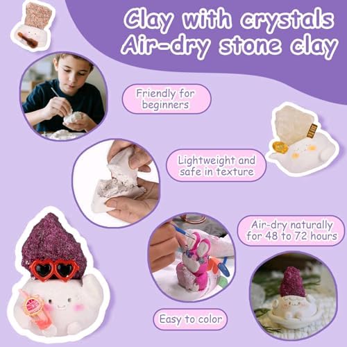 Lrtysunf DIY Crystal Pet Kit - Air Dry Clay Crystals for Crafting