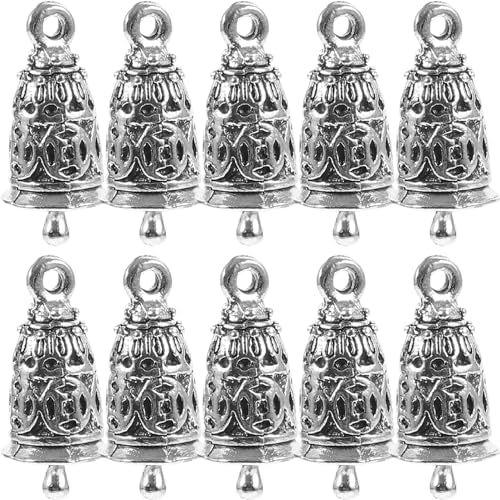EXCEART 10pcs Silver Bell Charms for Crafts and Jewelry