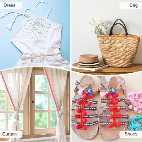2-Pack Pom Pom Fringe Trim Ribbon for Sewing