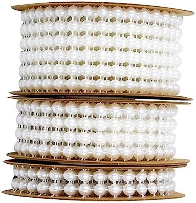 NUOBESTY 6 Rolls Wedding Bead Ribbon Decorative Band