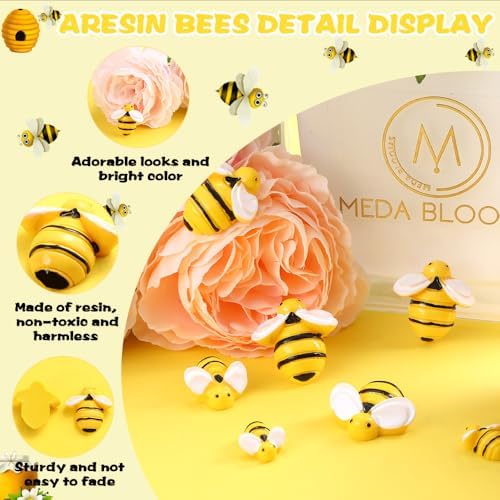 120Pcs Bumble Bee Decor Resin Charms for DIY Crafts