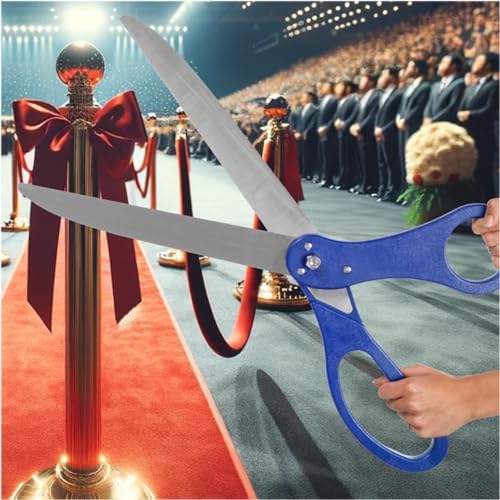 Large Grand Opening Ceremony Kit - 25 Inch Blue Scissors With Ribbon