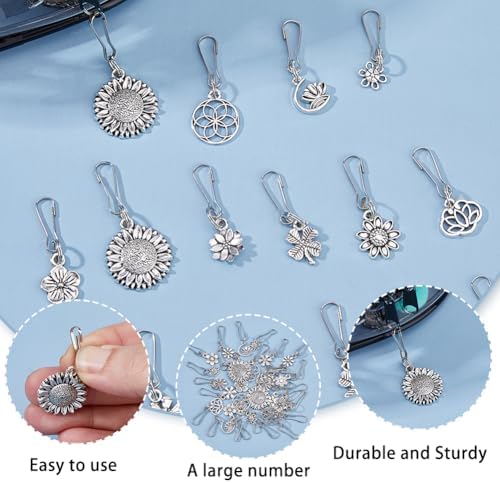 DICOSMETIC 72Pcs 12 Styles Zipper Pull Charms