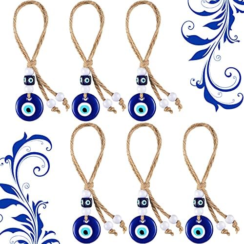 Hicarer 6 Pack Blue Evil Eye Glass Charms Pendants