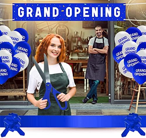 Grand Opening Blue Ribbon Cutting Kit with Decorations