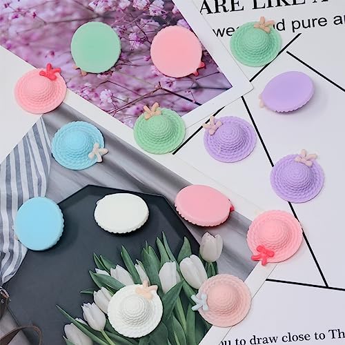 Honbay 36PCS Cartoon Slime Charms Mini Straw Hat Flatback Resin Cabochons
