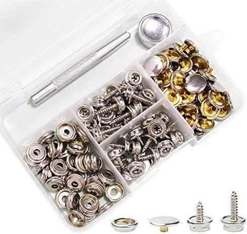 Arokimi Snaps Kit Boat Cover Canvas Screws Buttons Fasteners 60pcs
