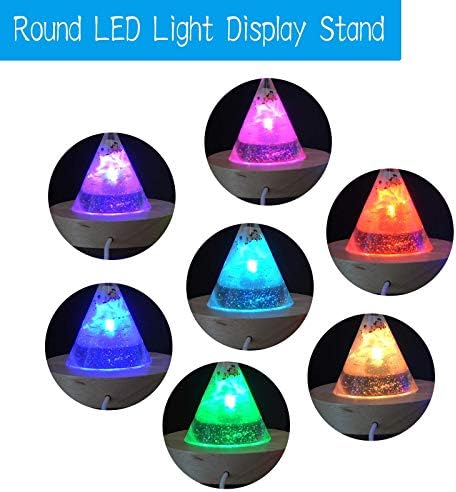 YAKAMOZ 2Pcs Round Wooden LED Light Display Base