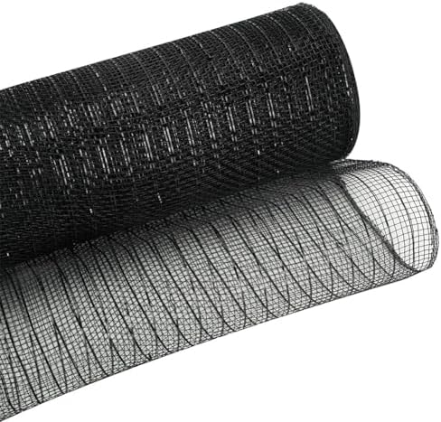 Black Deco Mesh Ribbon 10 Inch for Wreath Making Supplies