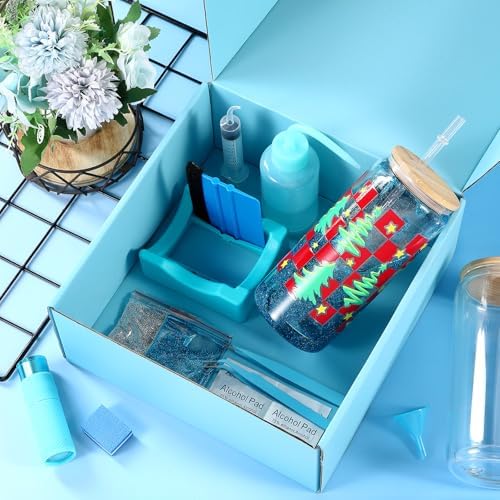 Baderke 20 Pcs Snow Globe Tumbler DIY Kit Blue