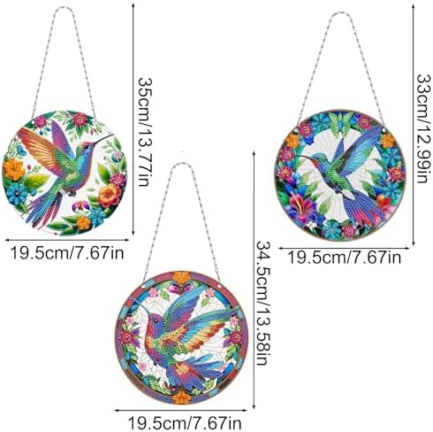 3 Pcs Gem Art Hummingbird Suncatcher DIY Kit