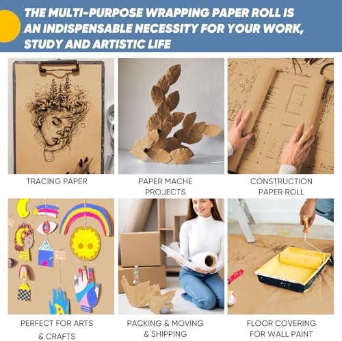 18 Inch x 3600 Inch Brown Craft Paper Roll 50LB