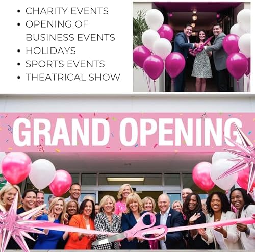 Giant Pink Ribbon Cutting Scissors with Banner and Balloons Kit
