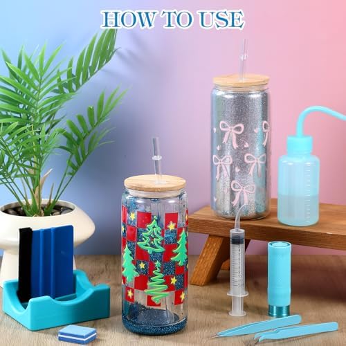 Baderke 20 Pcs Snow Globe Tumbler DIY Kit Blue