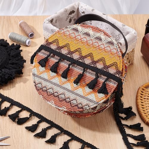 PH PandaHall 109 Yards Black Tassel Fringe Trim