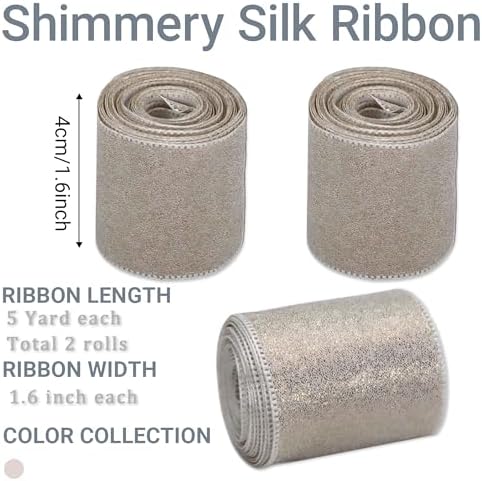 Voccim 16 Inch Glossy White Yarn Ribbon 5 Yd x 2 Rolls
