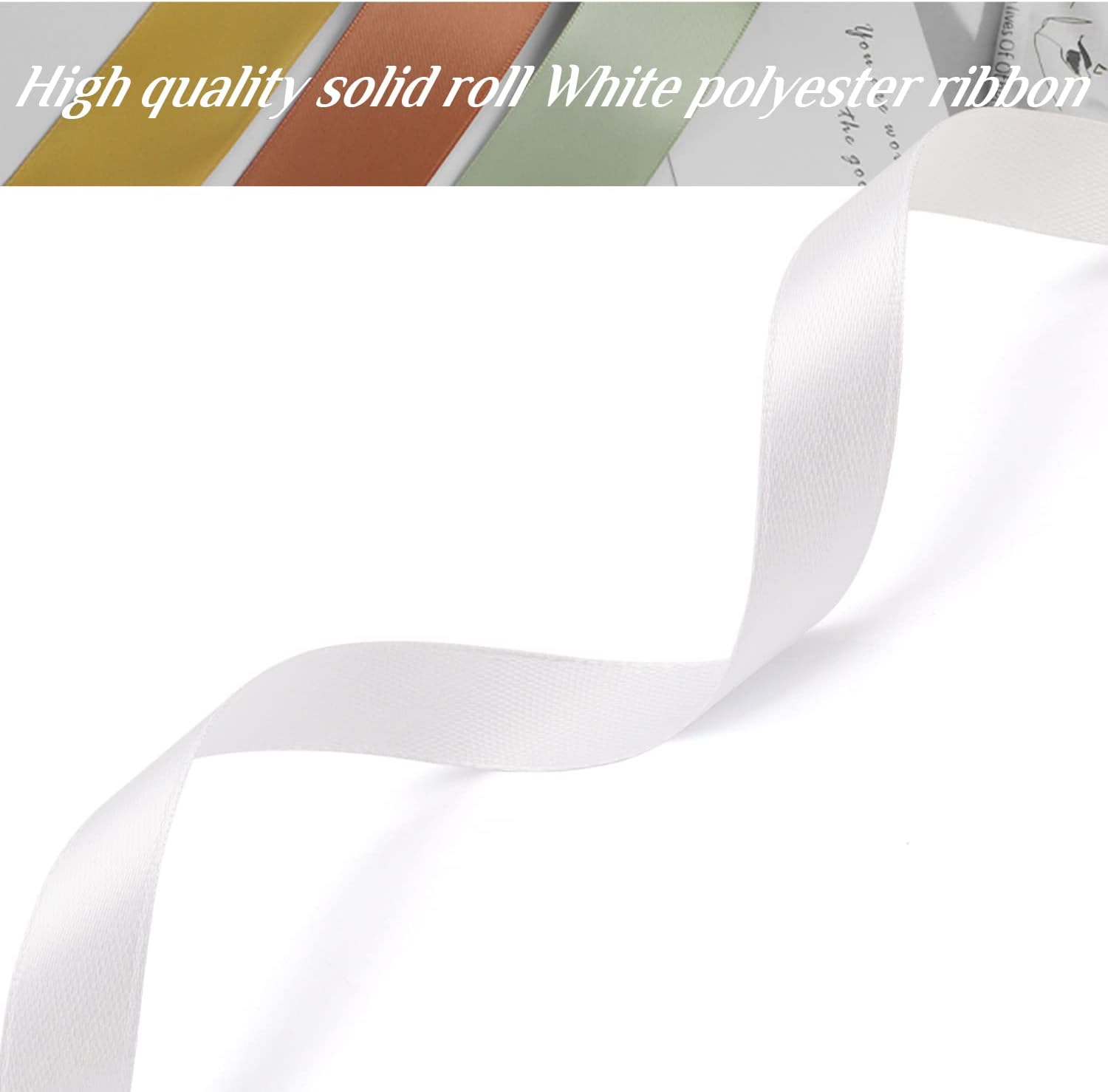 12 Inch White Ribbon for Gift Wrapping and Sewing
