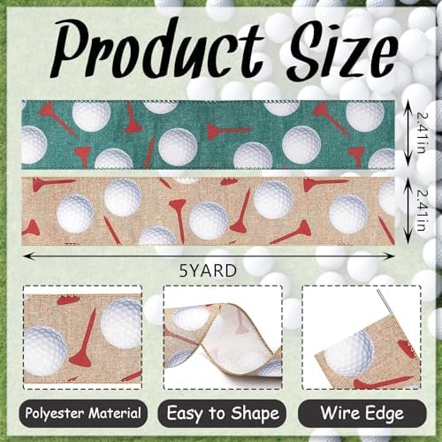 Golf Ball Wired Edge Ribbon for Wreaths and Bows