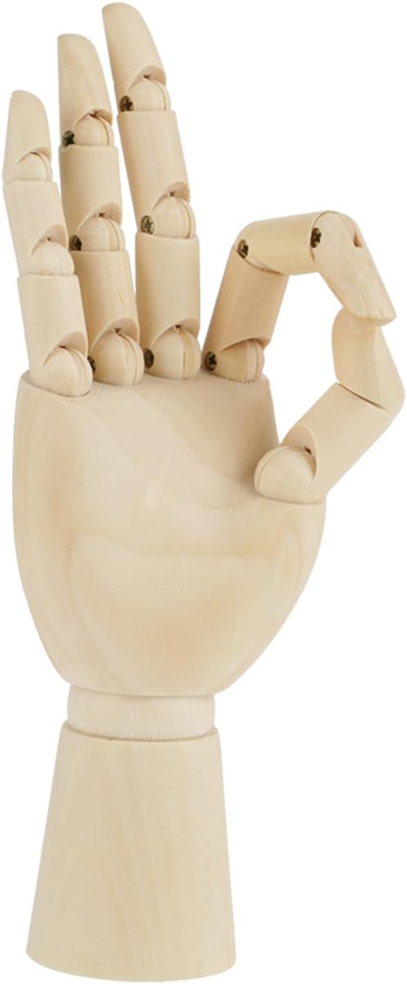 Hyuduo Art Mannequin Hand Model Wooden Sculpture 7 Inch Right Hand