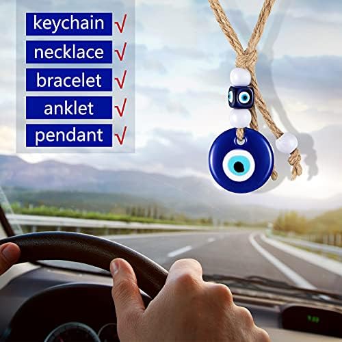Hicarer 6 Pack Blue Evil Eye Glass Charms Pendants