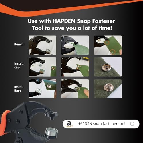 HAPDEN 350 Pcs Marine Grade Stainless Steel Boat Cover Snaps Kit Black